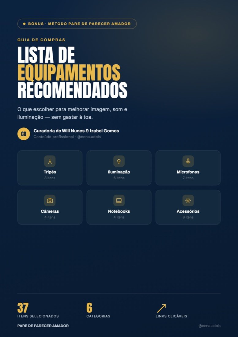 Capa da lista de equipamentos recomendados